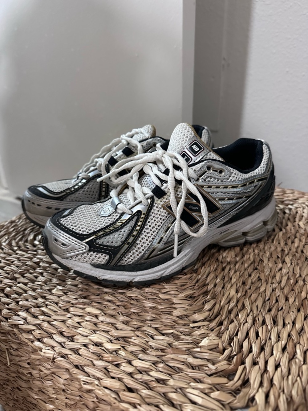 New Balance Women's Silver, White & Black Athletic Sneakers